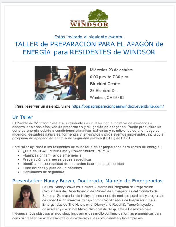 TOW Flier for 10.23.19 6:00 PM Workshop - Spanish